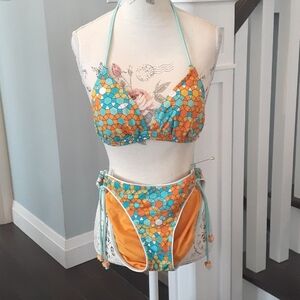 Bf Ave blue and orange geometric print Bikini ❄️